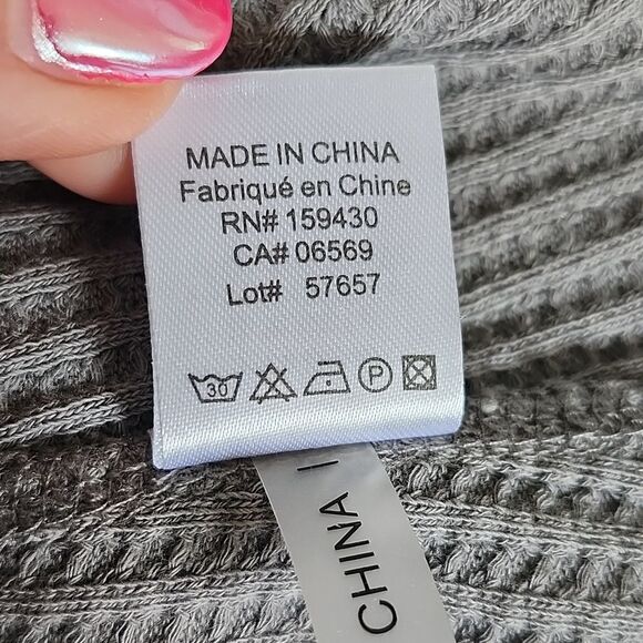 Elan, Waffle Knit, 100% Cotton, Gray, Ruched With Tie, Maxi Dress, S - Picture 8 of 8